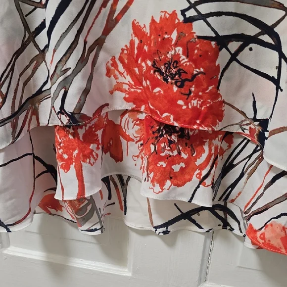 KEREN hart Red and Black Floral Top 047 - Picture 2 of 4